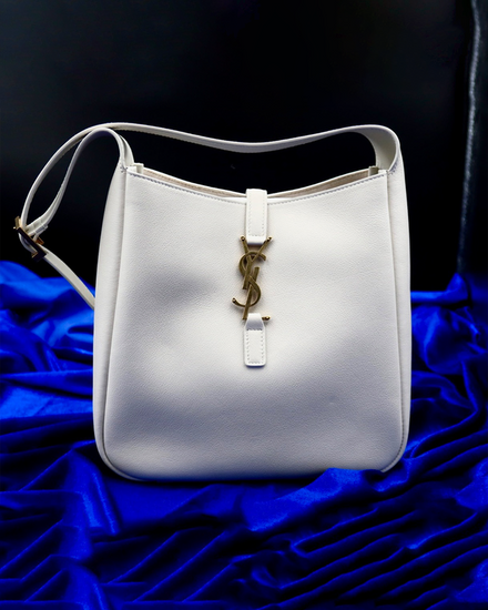Saint Laurent Bag Le 5 à 7 Small Shoulder Bag Small Leather White Gold Tone Hardware Leather Strap (Bag)