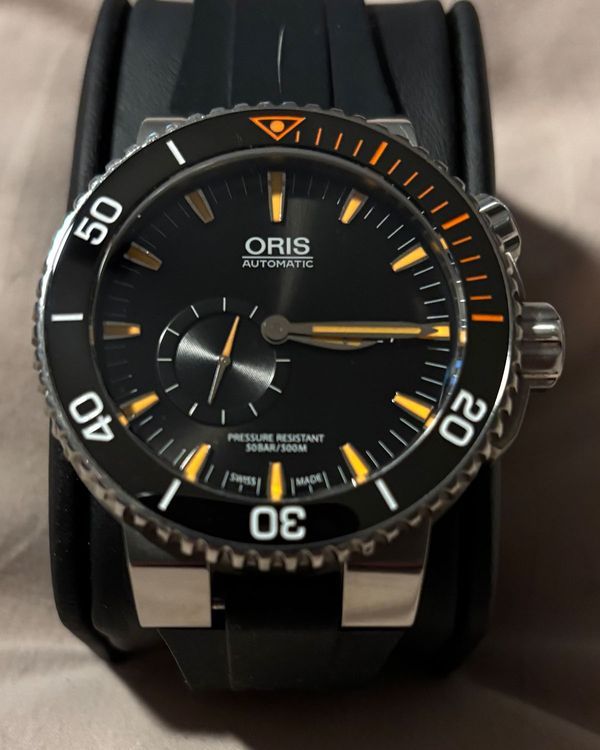 Oris Carlos Coste 46MM Black Dial Rubber Strap (01 743 7709 7184-Set MB)