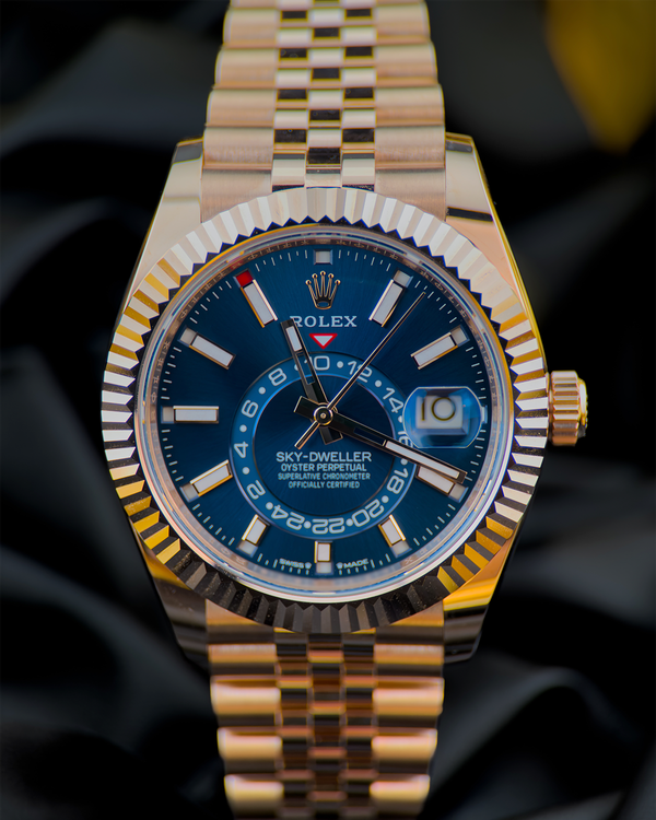 2026 Rolex Sky-Dweller 42MM Blue Dial Rose Gold Jubilee Bracelet (336935)