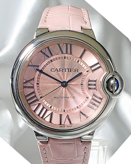 2017 Cartier Ballon Bleu De Cartier 36MM Pink Dial Leather Strap (WSBB0007)