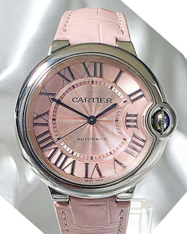 2017 Cartier Ballon Bleu De Cartier 36MM Pink Dial Leather Strap (WSBB0007)