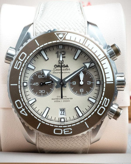 2026 Omega Seamaster Planet Ocean 600M 45.5MM Beige "Linen" Dial Rubber Strap (215.32.46.51.09.001)