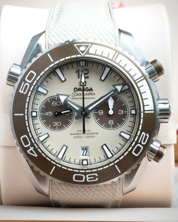 2026 Omega Seamaster Planet Ocean 600M 45.5MM Beige "Linen" Dial Rubber Strap (215.32.46.51.09.001)