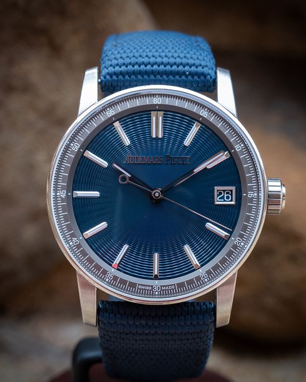 2023 Audemars Piguet Code 11.59 41MM Blue Dial Textile Strap (15210ST.OO.A348KB.01)