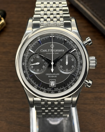No Reserve - Carl F. Bucherer Manero Flyback 43MM Black Dial Steel Bracelet (00.10919.08.33.21)