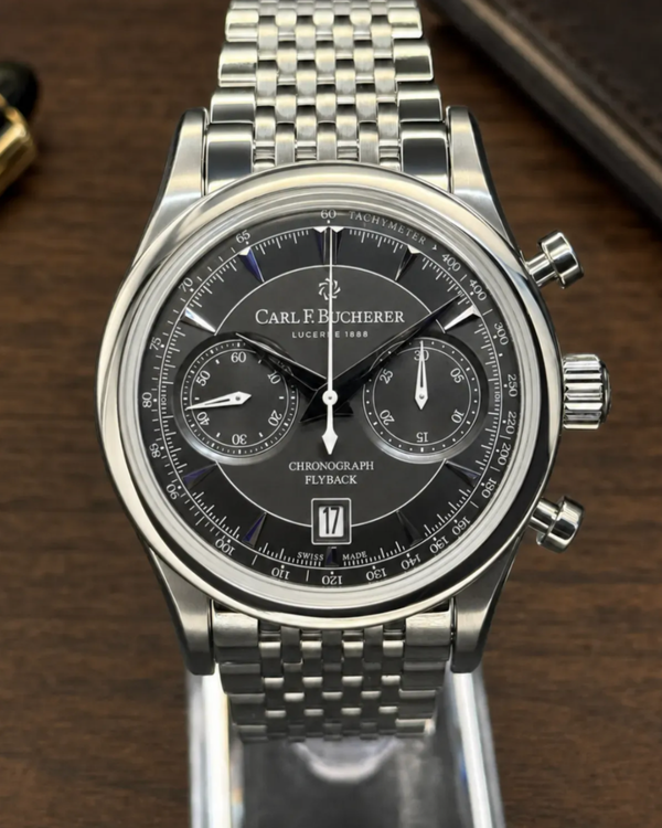 No Reserve - Carl F. Bucherer Manero Flyback 43MM Black Dial Steel Bracelet (00.10919.08.33.21)