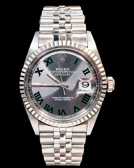 No Reserve - Rolex Datejust 36MM Aftermarket Wimbledon Dial Aftermarket Bracelet (16013)