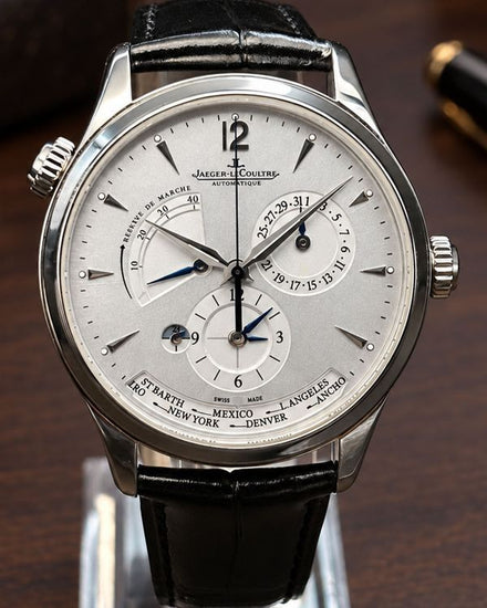 No Reserve - 2017 Jaeger-LeCoultre Master Geographic 39MM Silver Dial Leather Strap (Q1428421)