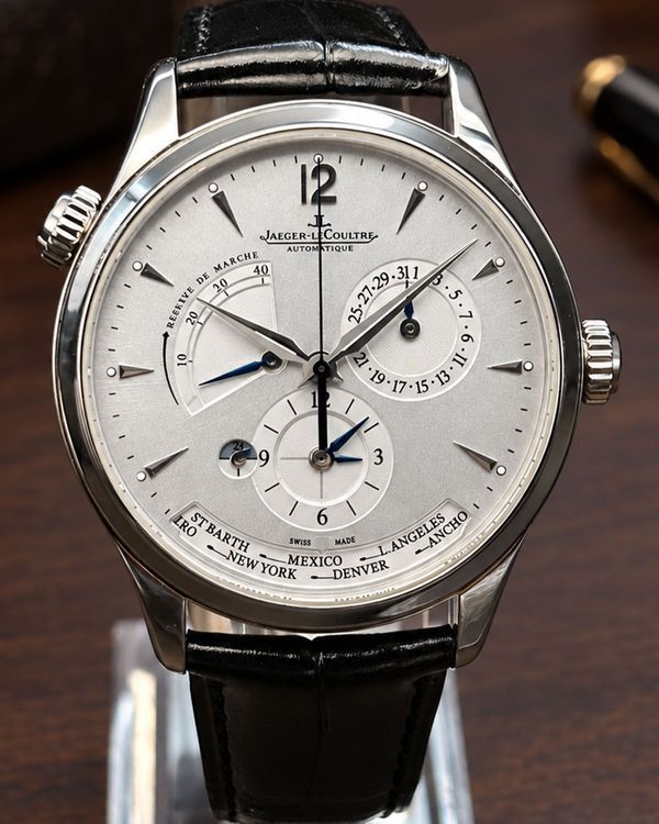 No Reserve - 2017 Jaeger-LeCoultre Master Geographic 39MM Silver Dial Leather Strap (Q1428421)