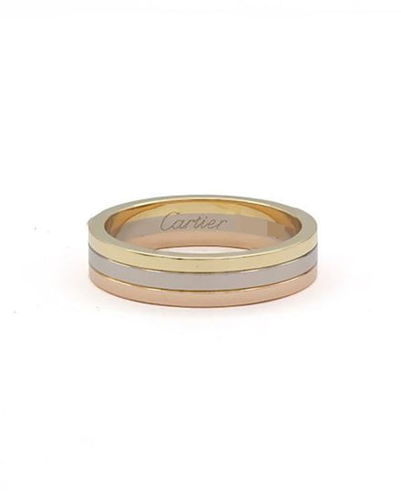 Cartier Vendôme Louis Cartier 18k Tri-Color Gold Wedding Band Ring Size 56 4.8MM (Ring)