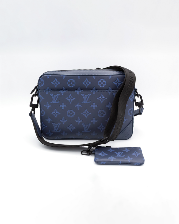 Louis Vuitton Bag Duo Messenger Bag 7.3 x 10.2 x 2IN Monogram Shadow Leather Black-Tone Hardware Textile Strap (M45730)