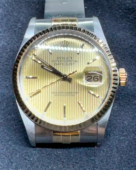 1977 Rolex Datejust 36MM Champagne "Tapestry" Dial Two-Tone Jubilee Bracelet (16003)