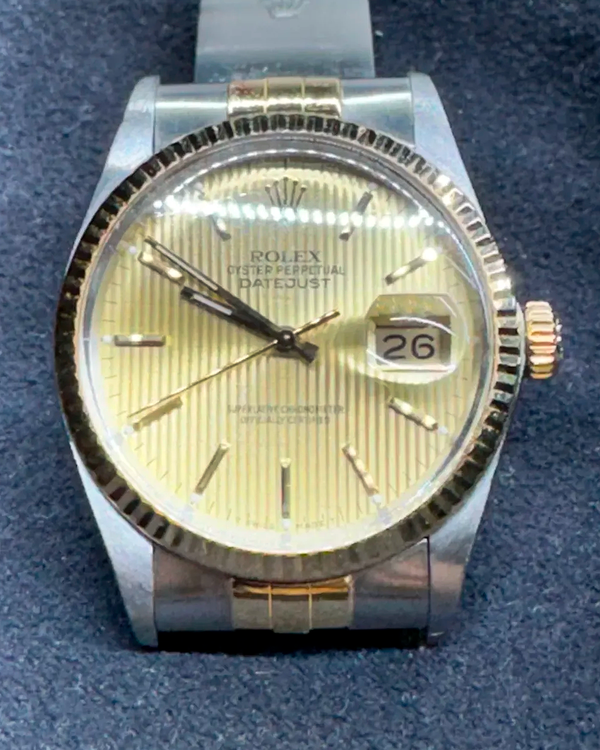 1977 Rolex Datejust 36MM Champagne "Tapestry" Dial Two-Tone Jubilee Bracelet (16003)