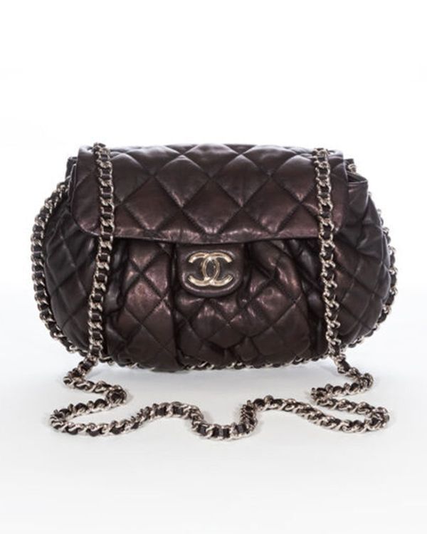 2011 CHANEL Quilted Chain Around Flap Iridescent Calfskin Leather Shoulder Bag Metallic (A49889)