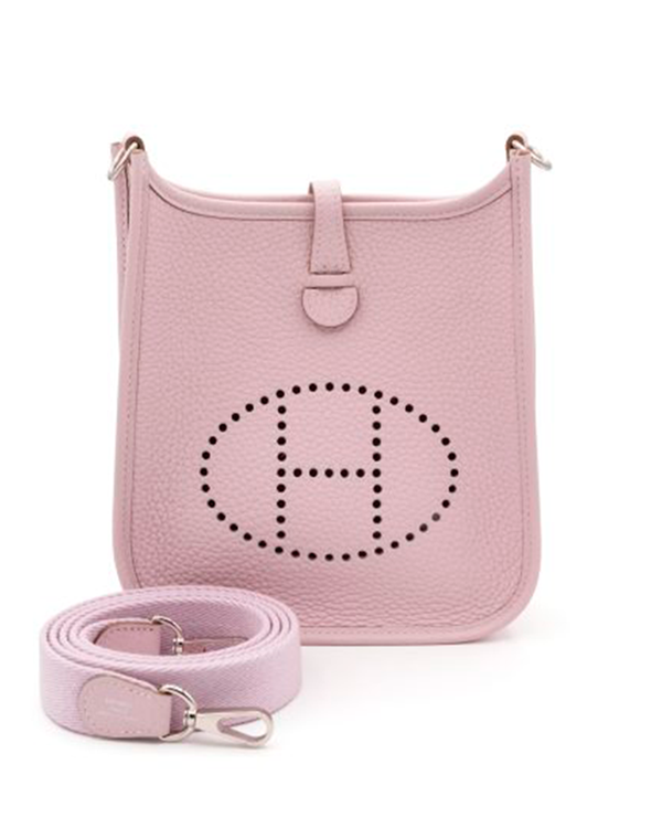 Hermès Bag Evelyne 16 TPM Mauve Pâle Clemence Leather Palladium Hardware Leather Strap (Evelyne)