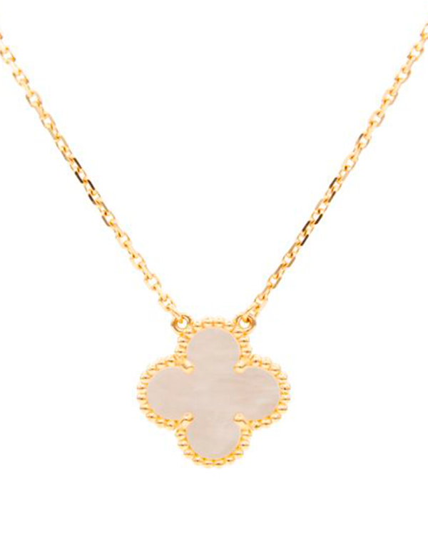 Van Cleef & Arpels Accessories Vintage Alhambra 15MM/16.5IN Yellow Gold Mother of Pearl Necklace (VCARA45900)