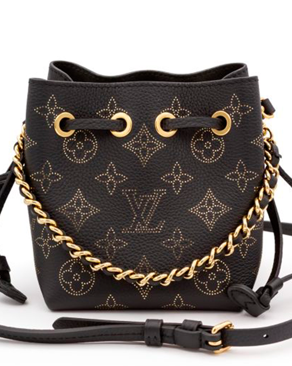 2023 Louis Vuitton Mini Pico Bella Mahina Constellation Flight Mode Black Leather Gold-Tone Hardware Motif Bucket Bag (M82744)