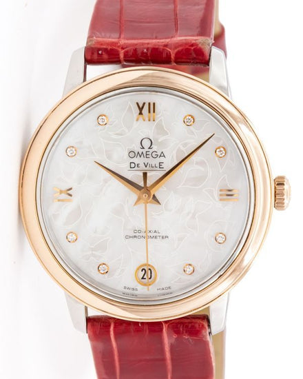 2009 Omega De Ville Prestige "Butterfly" 32.7MM Mother of Pearl Dial Leather Strap (424.22.33.20.55.001)
