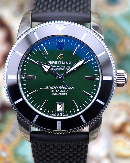 2022 Breitling Superocean Heritage II 42MM Green Dial Rubber Strap (AB2010)