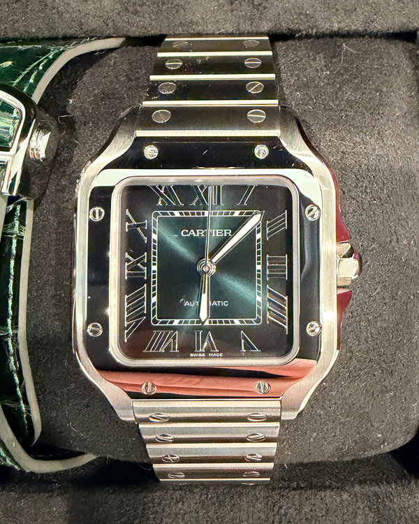 2026 Cartier Santos De Cartier Medium 35.1MM Green "Ombré" Dial Steel Bracelet (WSSA0061)