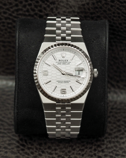 2026 Rolex Land-Dweller 36MM White "Honeycomb" Dial Flat Jubilee Bracelet (127234)