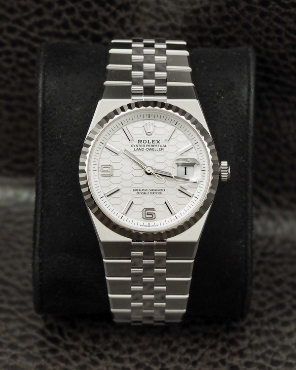 2026 Rolex Land-Dweller 36MM White "Honeycomb" Dial Flat Jubilee Bracelet (127234)