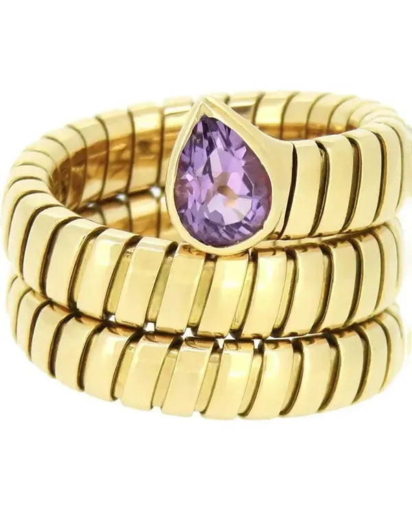 Vintage Bvlgari 18K Yellow Gold Serpenti Tubogas Amethyst Snake (Ring)