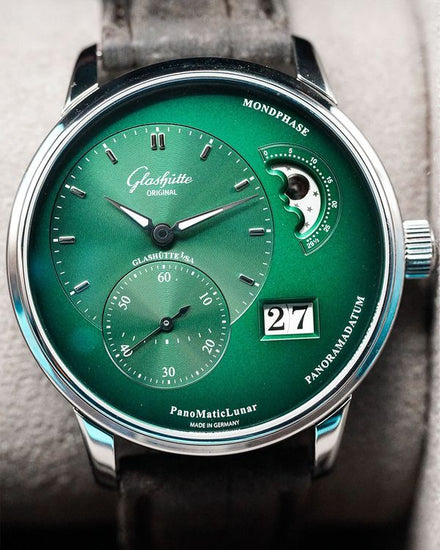 No Reserve - 2022 Glashütte Original PanoMaticLunar 40MM Green Dial Leather Strap (1-90-02-13-32-62)