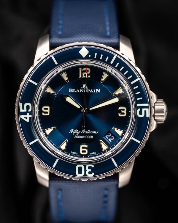 No Reserve - 2022 Blancpain Fifty Fathoms 45MM Blue Dial Textile Strap (5015-12B40-O52B)