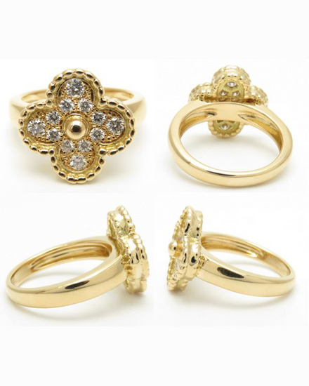 Van Cleef & Arpels Accessories 18K YG Vintage Alhambra Diamond Ring Size 5 (Ring)
