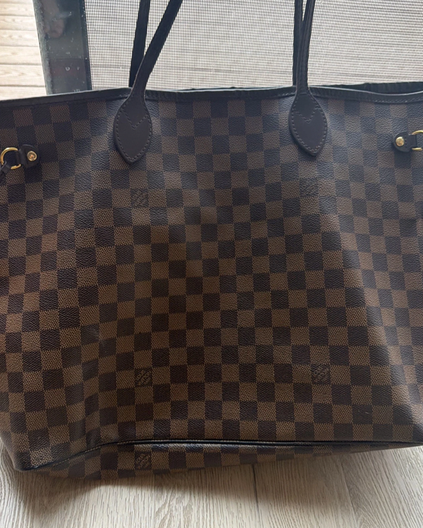 Louis Vuitton Neverfull Large Bag Damier Ebene Canvas Gold-Tone Hardware (LV Neverfull)