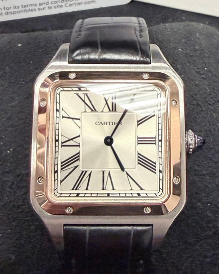 2024 Cartier Santos Dumont XL Model 46.6 x 33.9MM Silver Dial Leather Strap (W2SA0017)