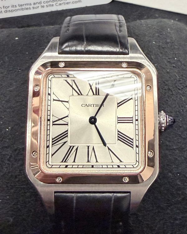 2024 Cartier Santos Dumont 33.9MM Silver Dial Leather Strap (W2SA0017)