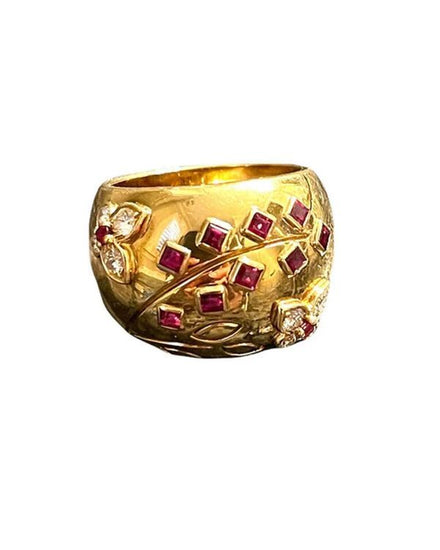 Van Cleef & Arpels Accessories 18K YG Diamond Ruby Butterfly Ring Size 6.5 (Ring)