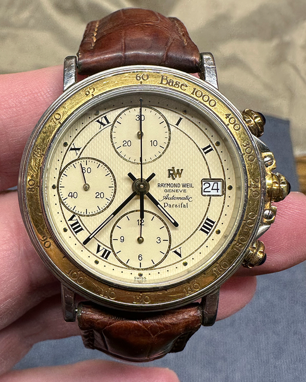 No Reserve - 1994 Raymond Weil Parsifal 39MM White Dial Leather Strap (7789)