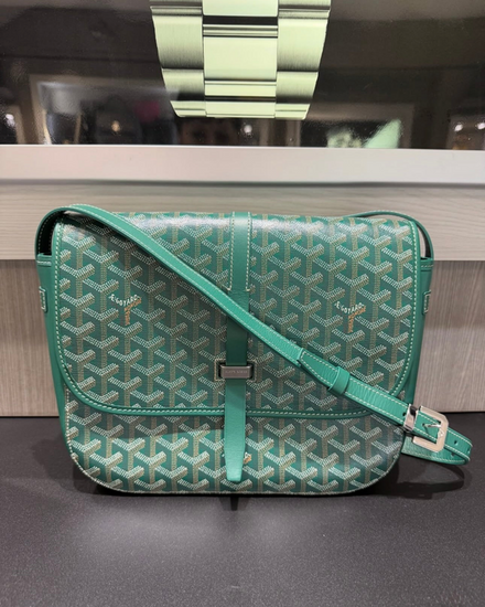 Goyard Mini Bag Belvedere MM Messenger Bag in Green Goyardine (Bag)