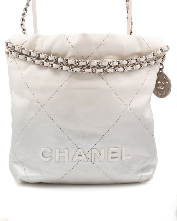 Chanel Bag 22 Mini Ombre Metallic Shaded Calfskin Hobo Silver Hardware (Bag)