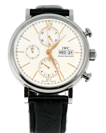 2022 IWC Schaffhausen Portofino Chronograph 42MM Silver Dial Leather Strap (IW391031)