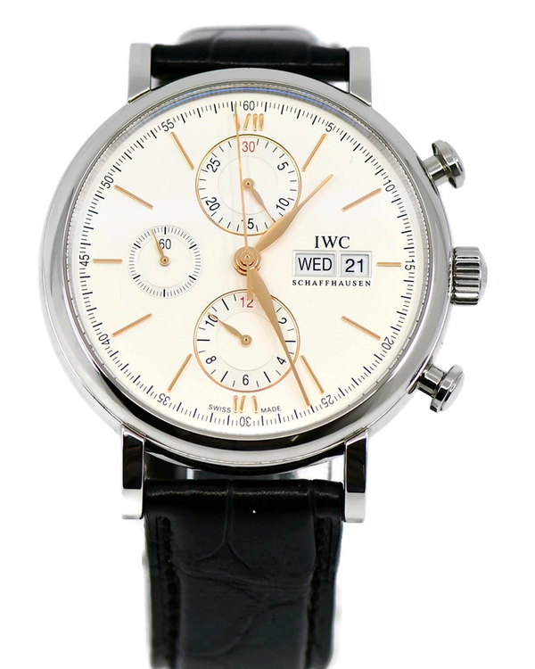 2022 IWC Schaffhausen Portofino Chronograph 42MM Silver Dial Leather Strap (IW391031)