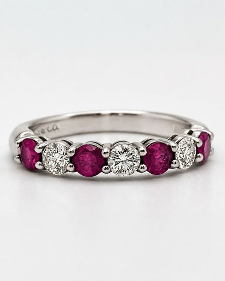 Tiffany & Co Platinum Pink Sapphires & Diamond Eternity Band Ring Size 6 (Ring)