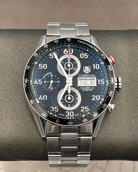 Tag Heuer Carrera Calibre 16 43MM Black Dial Steel Bracelet (CV2A10)