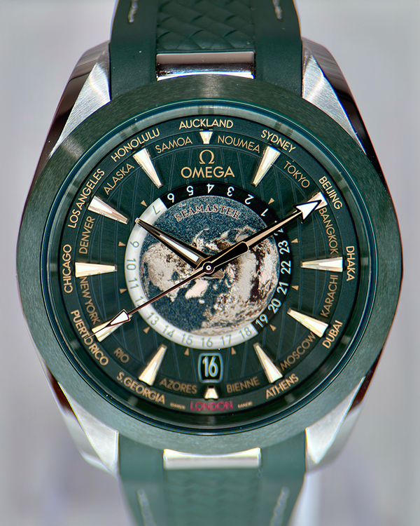 2025 Omega Seamaster Aqua Terra 150M "Worldtimer" 43MM Green Dial Rubber Strap (220.32.43.22.10.001)