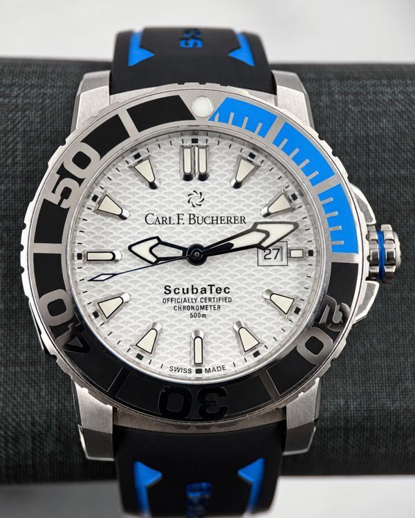 No Reserve - Carl F. Bucherer Patravi ScubaTec 44.6MM White Dial Rubber Strap (00.10632.23.23.01)
