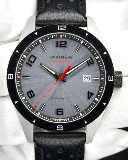 No Reserve - 2023 Montblanc Timewalker 41MM Silver Dial Leather Strap (116058)