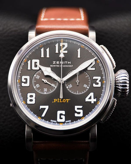 No Reserve - 2023 Zenith Chronograph 45MM Black Dial Leather Strap (03.2434.4069/20.I010)