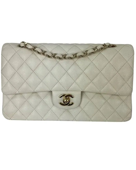 Chanel Bag Caviar Quilted Medium Double Flap White Shoulder (Bag)