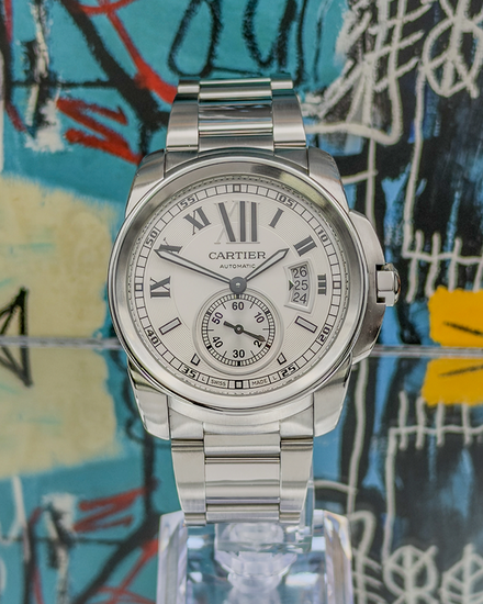 No Reserve - 2018 Cartier Calibre de Cartier 42MM Silver Dial Steel Bracelet (W7100015)