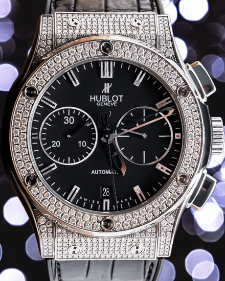Hublot Classic Fusion Chronograph 45MM Black Dial Leather Strap (521.NX.1170.LR.1704)