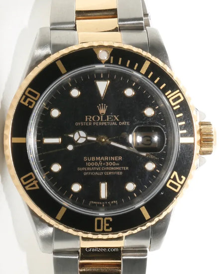 1989 (L Serial) Rolex Submariner Date 40MM Black Dial Two-Tone Oyster Bracelet (16613)