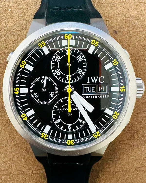 IWC Schaffhausen GST Chronograph Rattrapante 43MM Black Dial Rubber Strap (IW371503)